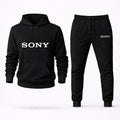 Sony White Hoodie and Joggers Set - Black