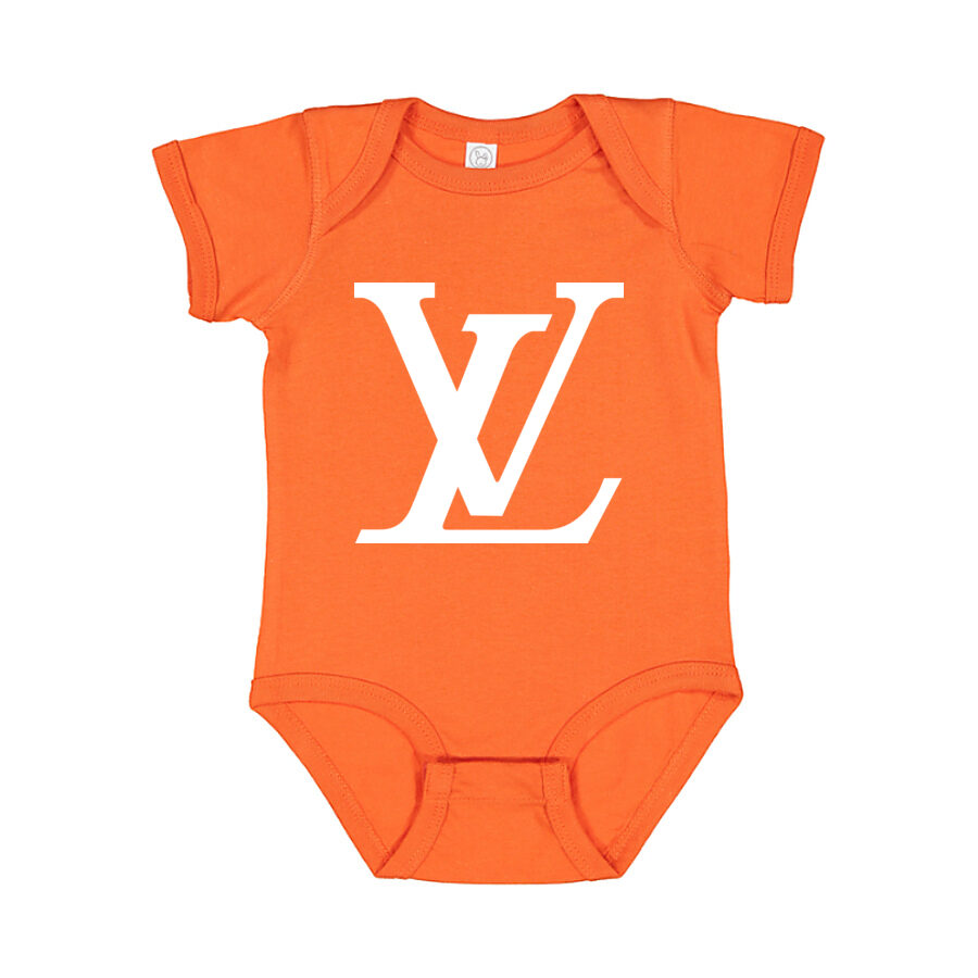 Louis Vuitton White Logo Baby Romper Onesie - Orange
