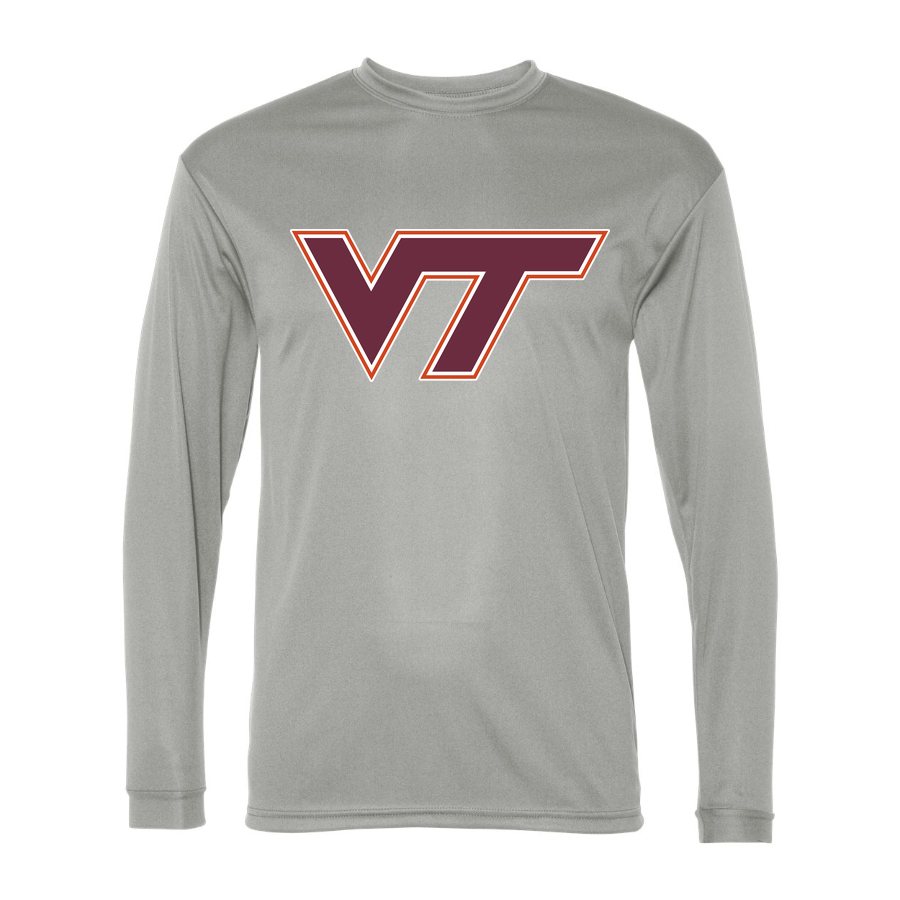 Men's Virginia Tech Hokies Polyester Long Sleeve T-Shirt - Silver