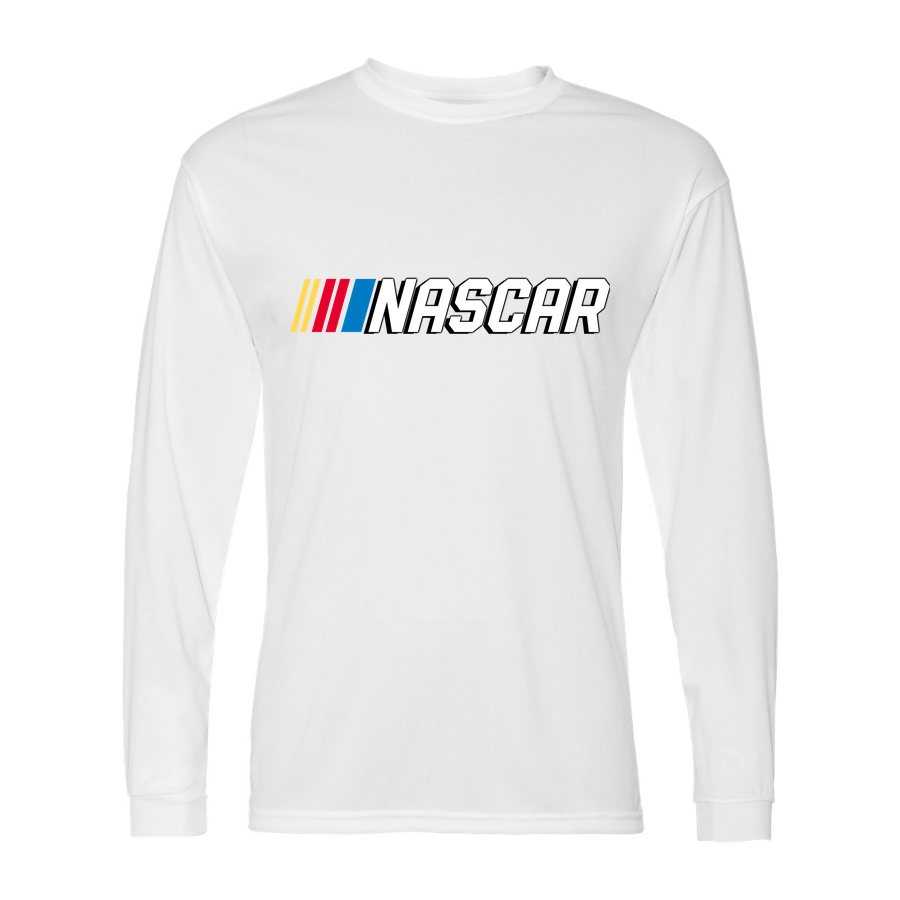Men's nascar Polyester Long Sleeve T-Shirt - White