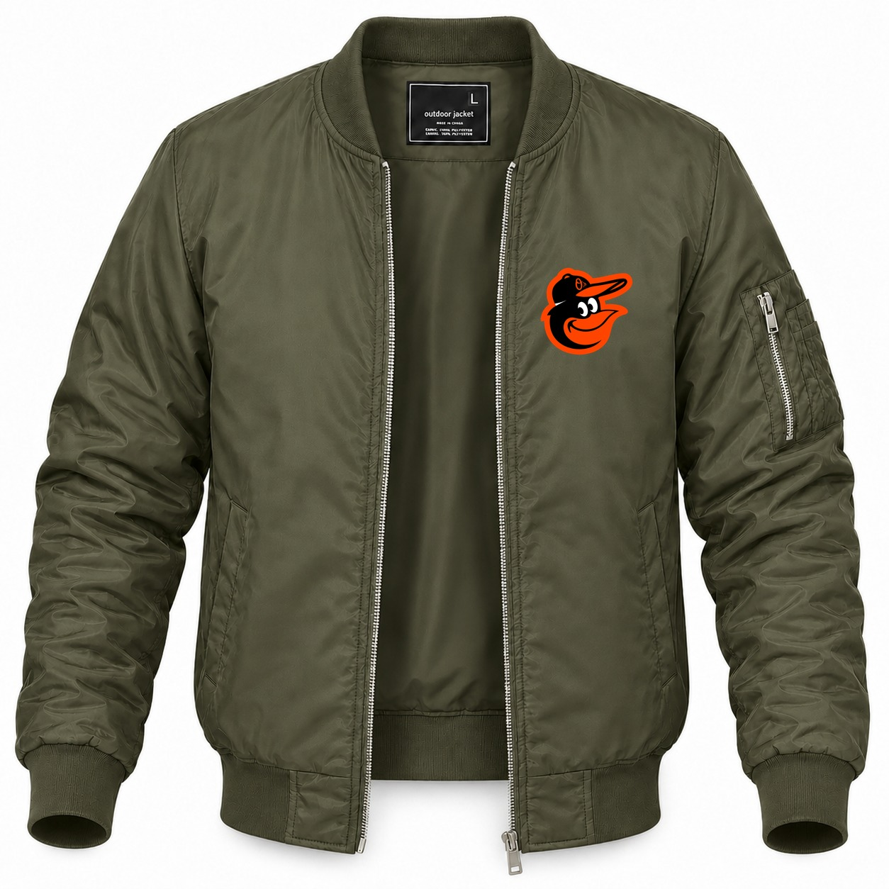 Men's Baltimore Orioles Lightweight Bomber Jacket - Army Green