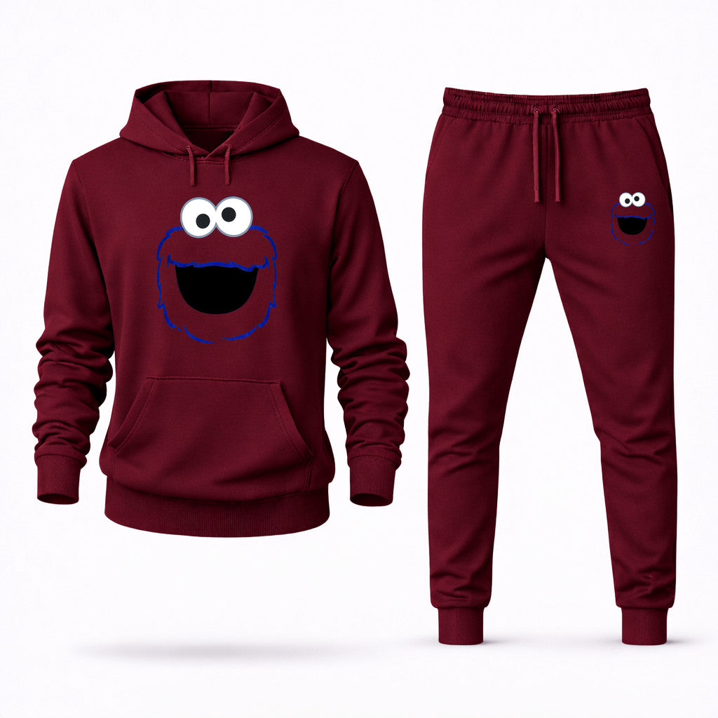 Cookie Monster Hoodie and Joggers Set - Burgundy