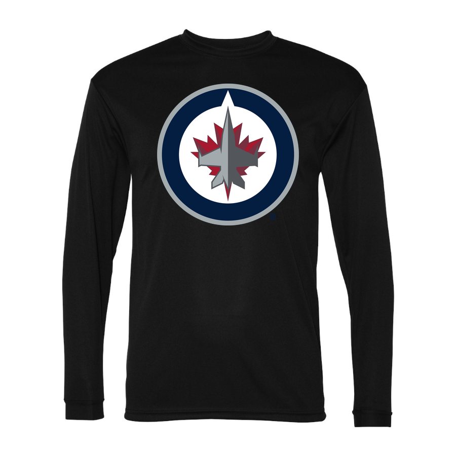 Men's Winnipeg Jets Polyester Long Sleeve T-Shirt - Black
