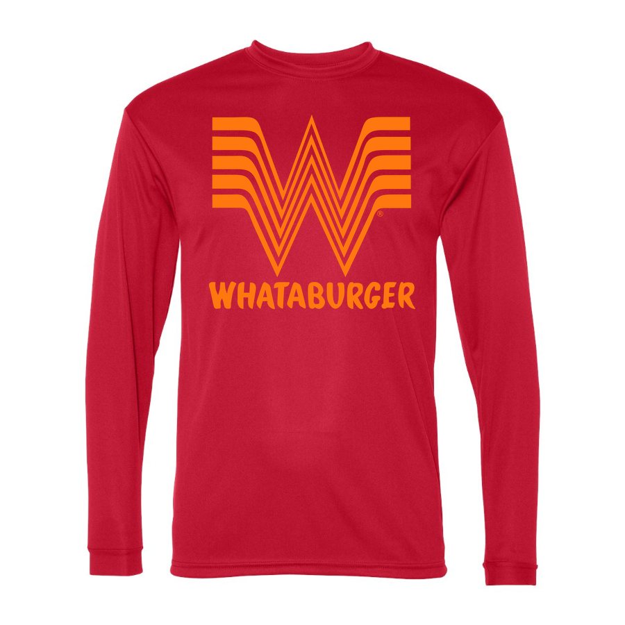 Men's Whataburger Polyester Long Sleeve T-Shirt - Red