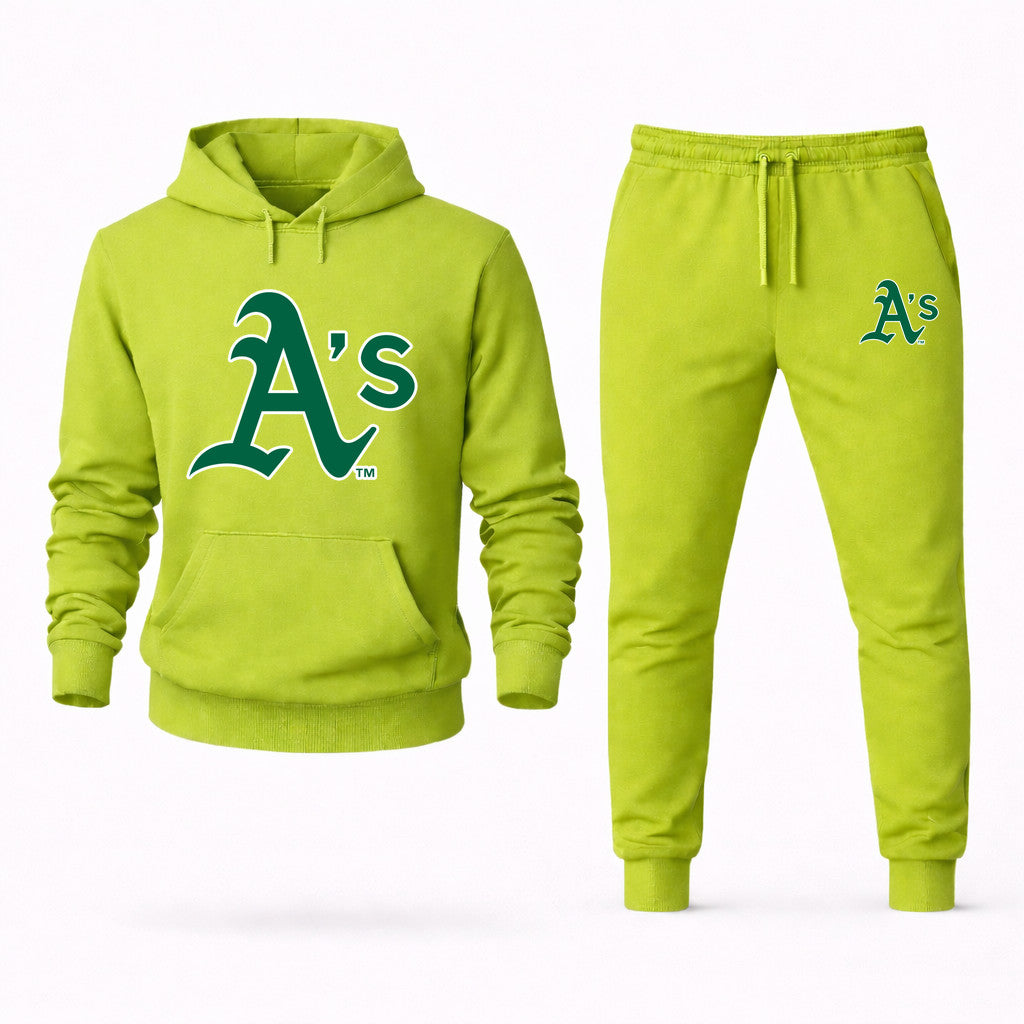 Oakland Athletics Hoodie and Joggers Set - Lime Green