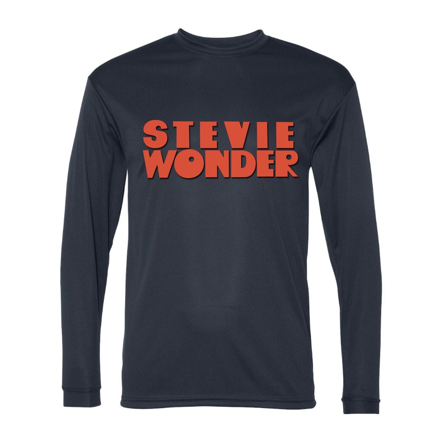 Men's Stevie Wonder Polyester Long Sleeve T-Shirt - Navy