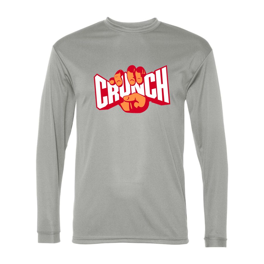 Men's Crunch Fitness Polyester Long Sleeve T-Shirt - Silver