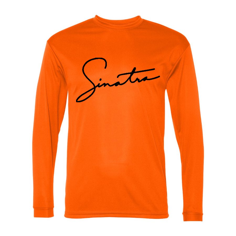 Men's Frank Sinatra Polyester Long Sleeve T-Shirt - Safety Orange