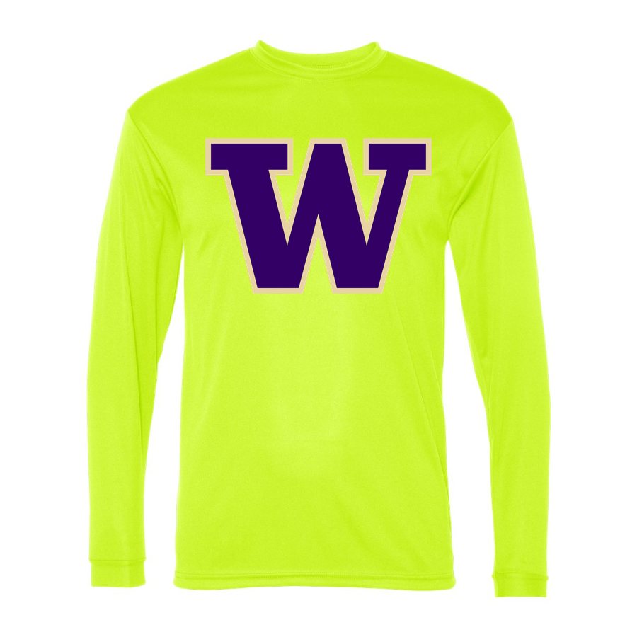Men's Washington Huskies Polyester Long Sleeve T-Shirt - Safety Yellow