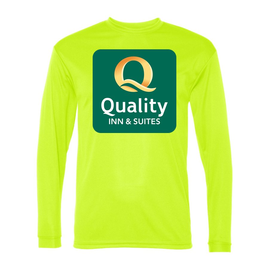 Men's Quality Inn & Suites Polyester Long Sleeve T-Shirt - Safety Yellow