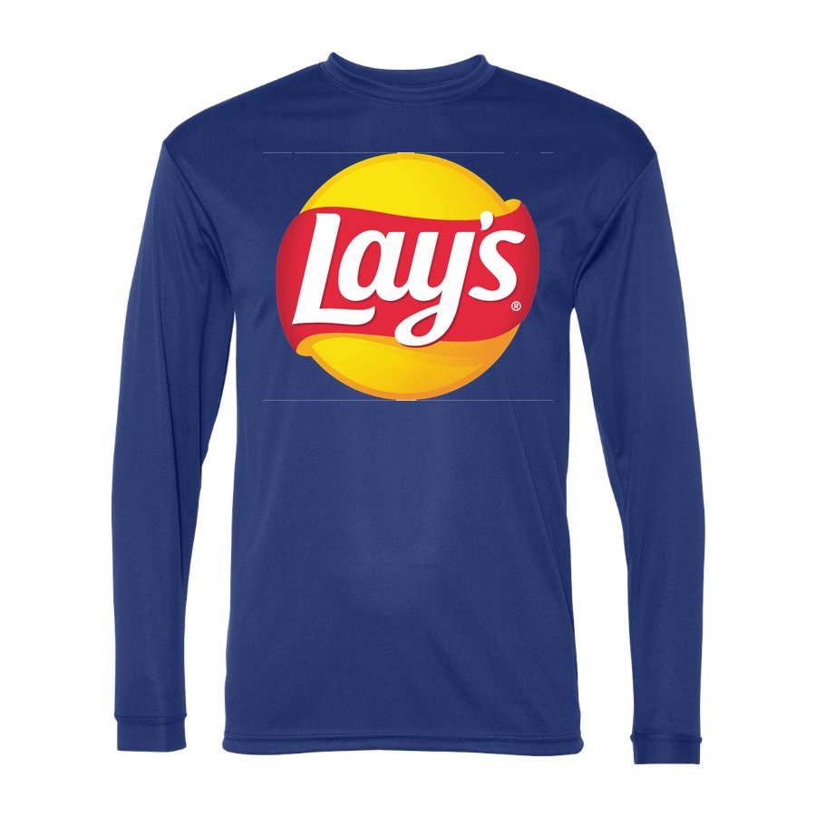 Men's Lays food Polyester Long Sleeve T-Shirt - Royal Blue