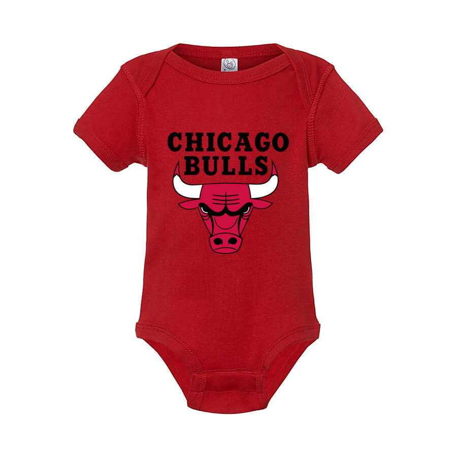 Chicago Bulls Black Logo Baby Romper Onesie - Red