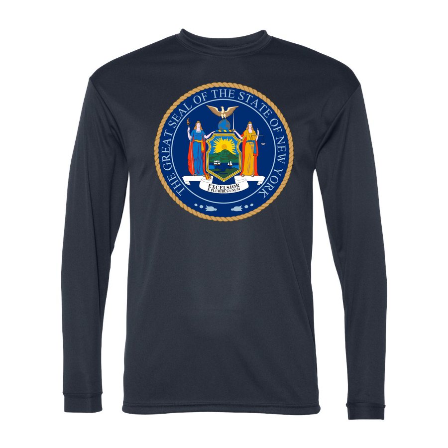 Men's New York Polyester Long Sleeve T-Shirt - Navy