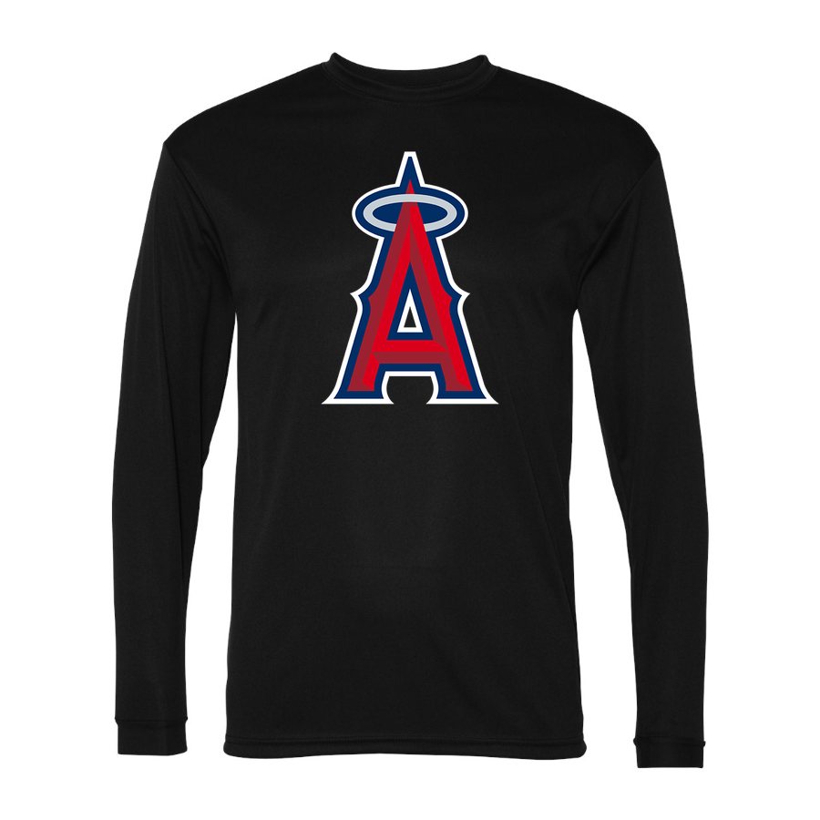 Men's Los Angeles Angels Polyester Long Sleeve T-Shirt - Black