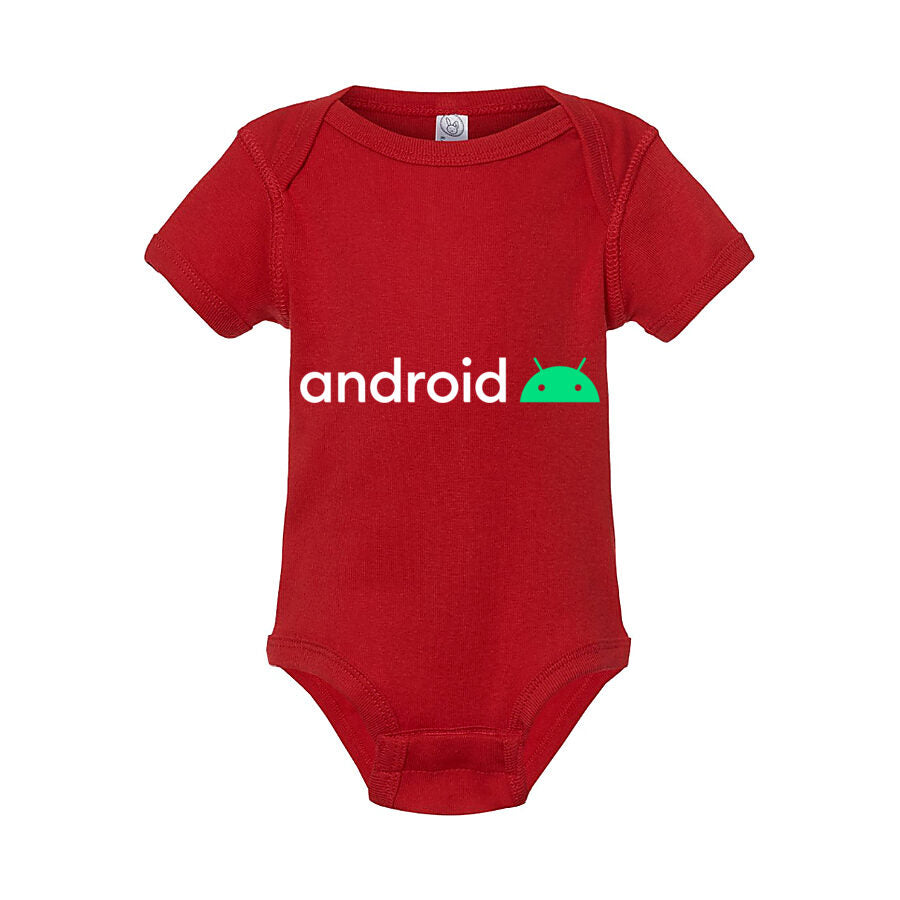 Android White Logo Baby Romper Onesie - Red