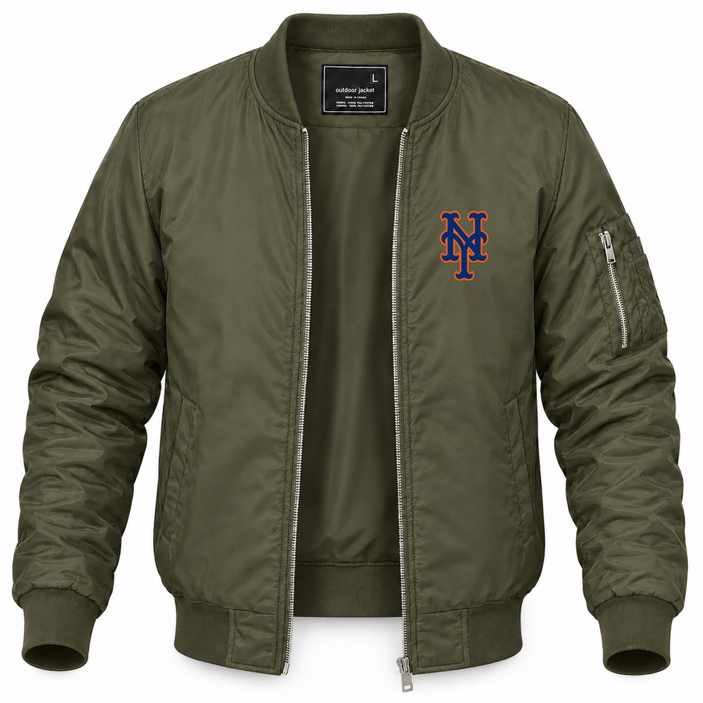 Men's New York Mets Lightweight Bomber Jacket - Army Green