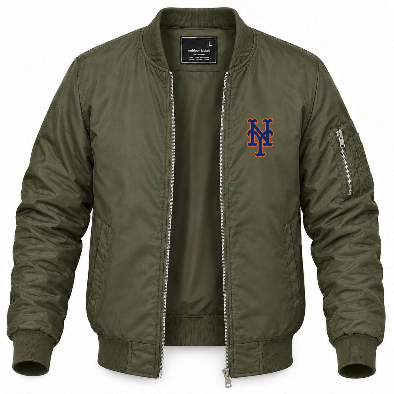 Men's New York Mets Lightweight Bomber Jacket - Army Green