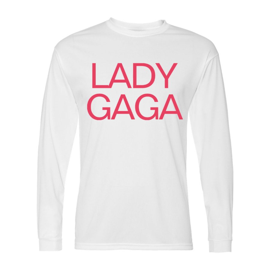 Men's Lady Gaga Polyester Long Sleeve T-Shirt - White