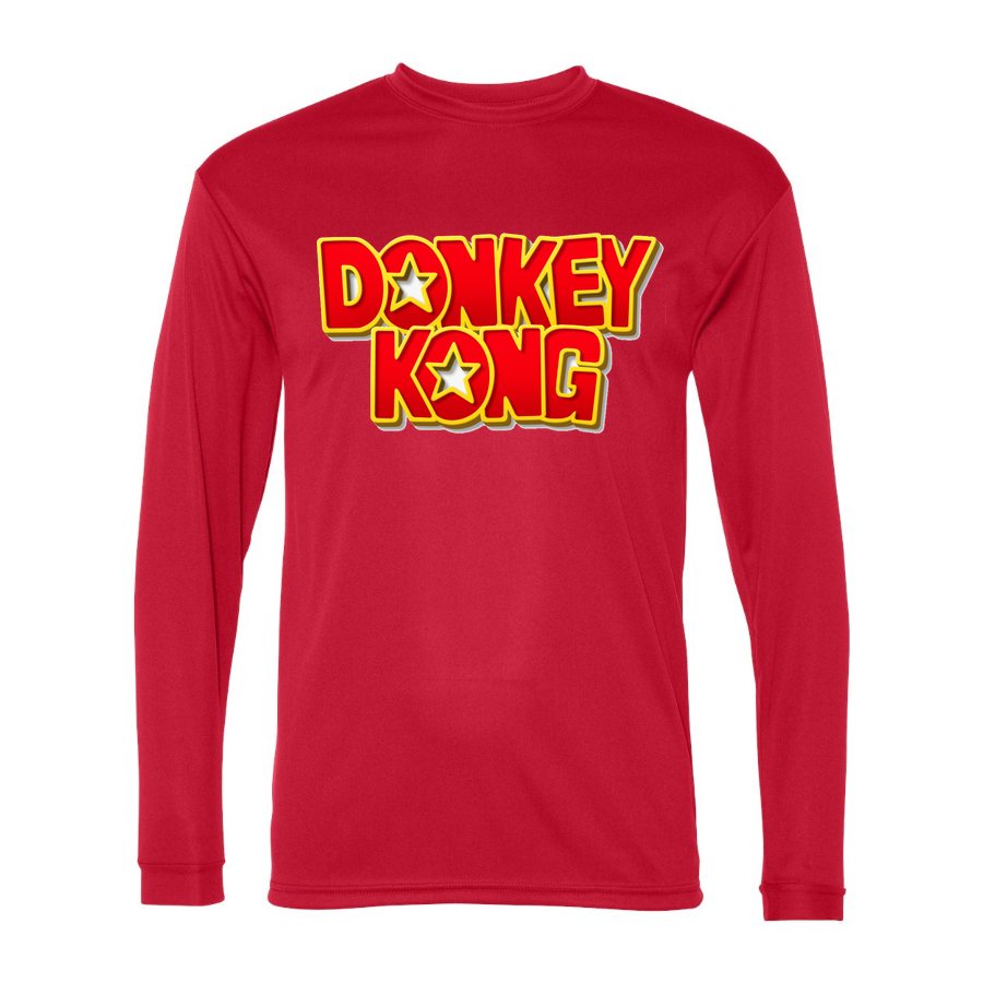 Men's Donkey Kong Polyester Long Sleeve T-Shirt - Red