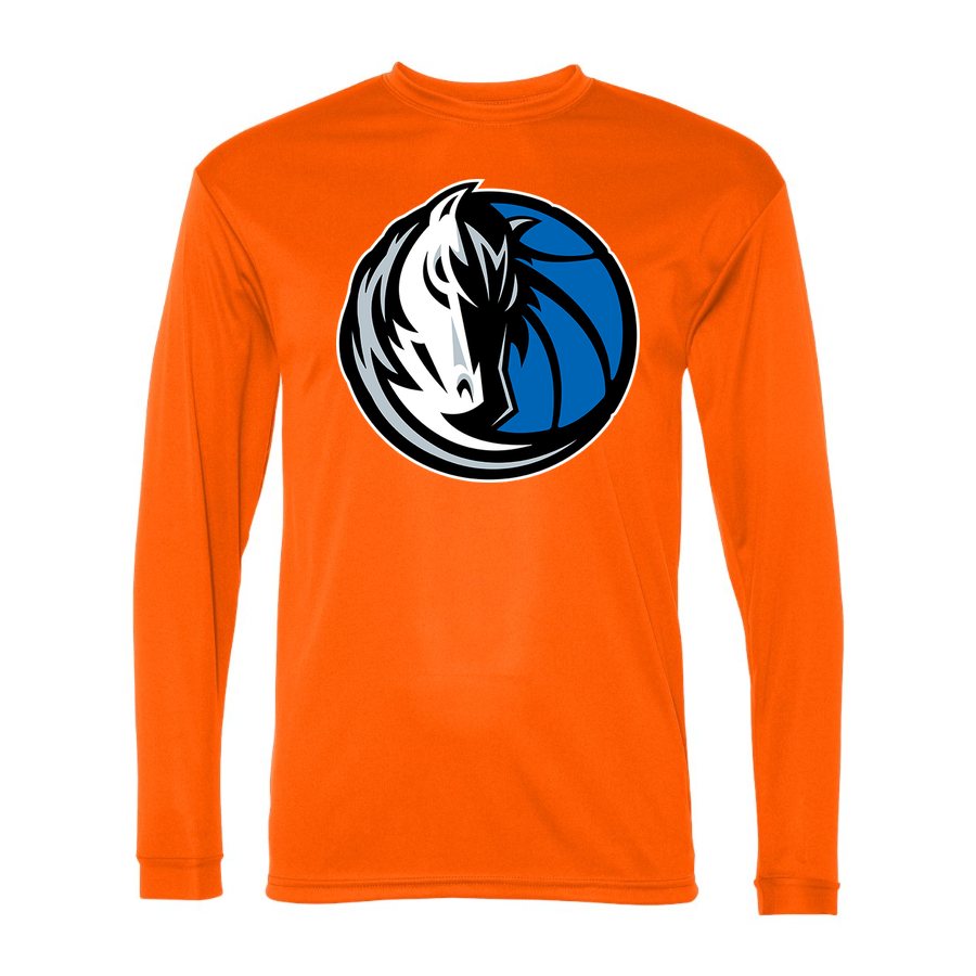 Men's Dallas Mavericks Polyester Long Sleeve T-Shirt - Safety Orange