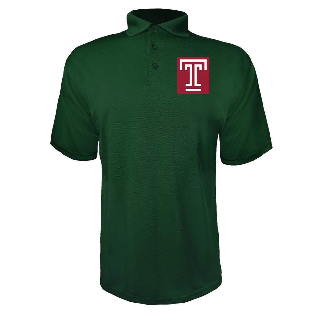 Temple Owls Green polyester polo