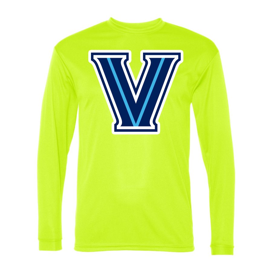 Men's Villanova Wildcats Polyester Long Sleeve T-Shirt - Safety Yellow