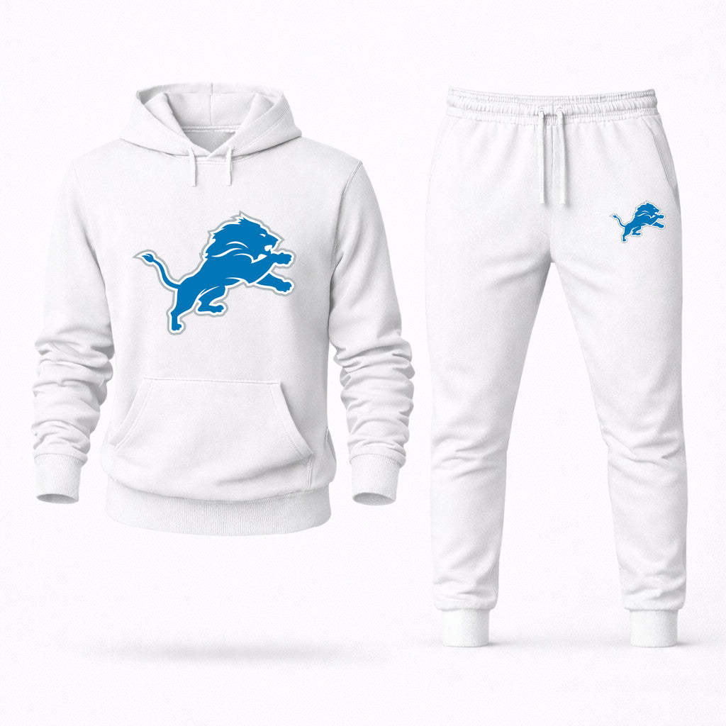 Detroit Lions Hoodie and Joggers Set - White
