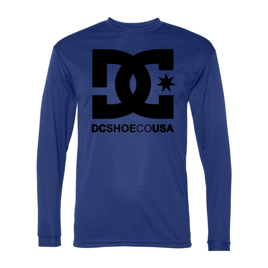Men's DC Polyester Long Sleeve T-Shirt - Royal Blue