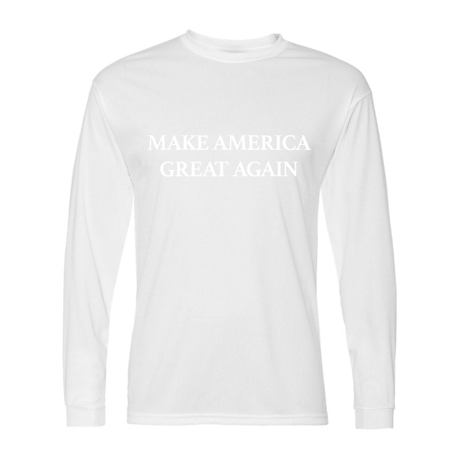 Men's Make America Great Again White Logo Polyester Long Sleeve T-Shirt - White