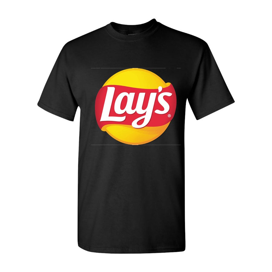 Men's Lays Logo food Cotton T-Shirt - Black