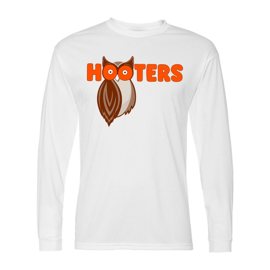 Men's Hooters Polyester Long Sleeve T-Shirt - White