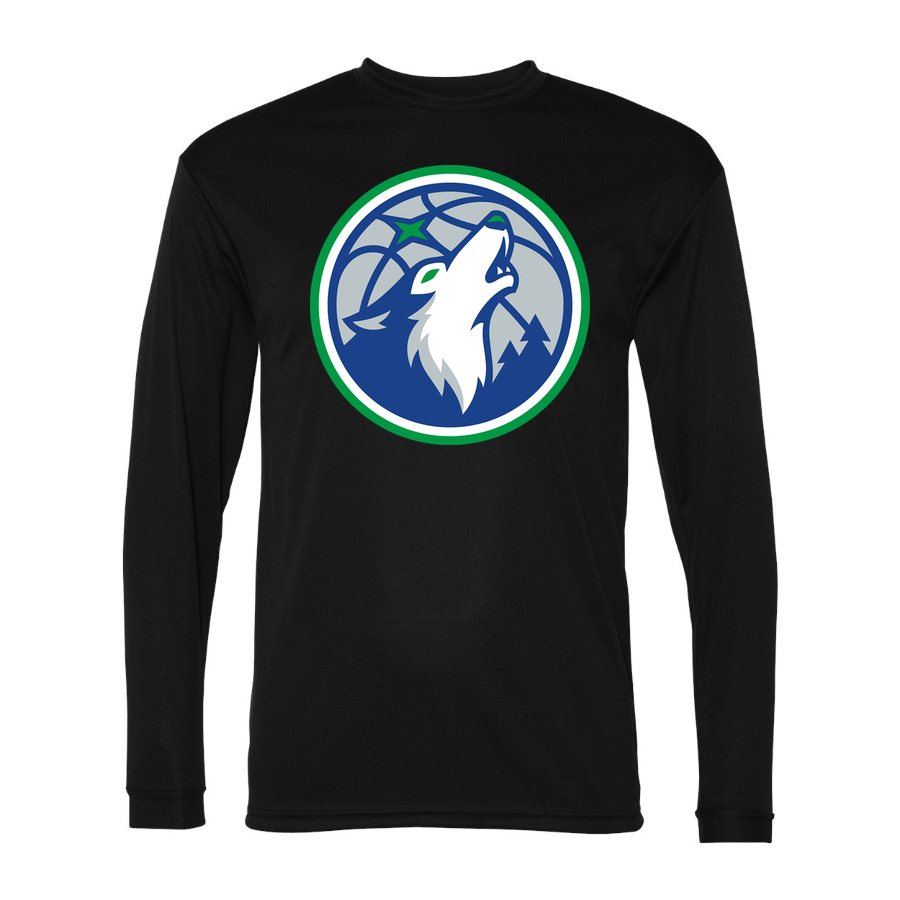 Men's Minnesota Timberwolves Polyester Long Sleeve T-Shirt - Black