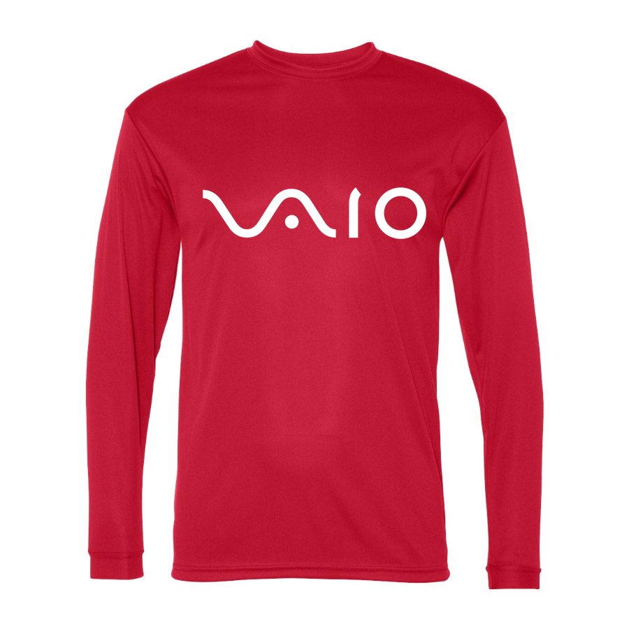 Men's Sony VAIO White Logo Polyester Long Sleeve T-Shirt - Red