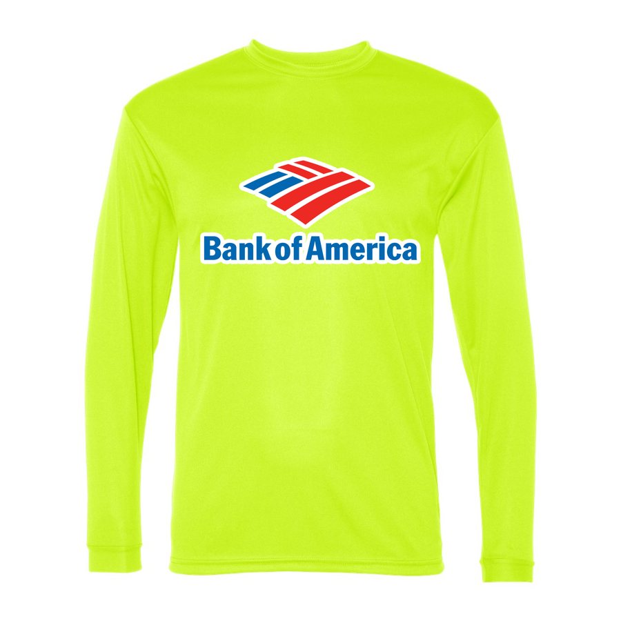 Men's Bank of America Polyester Long Sleeve T-Shirt - Safety Yellow