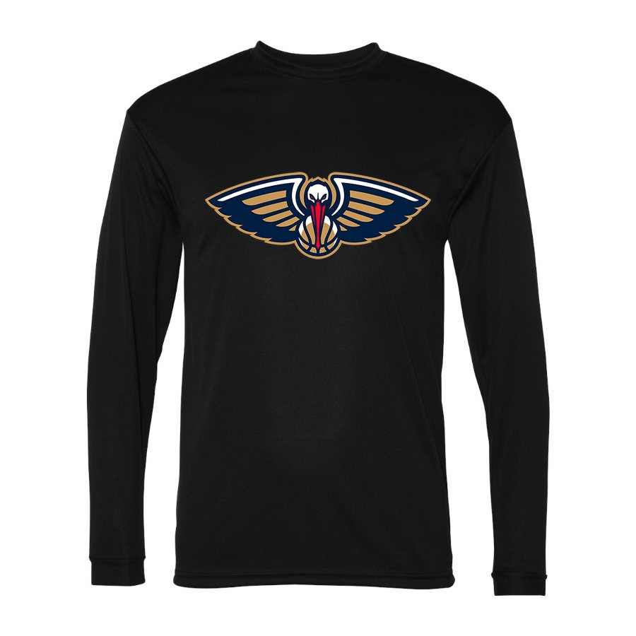 Men's New Orleans Pelicans Polyester Long Sleeve T-Shirt - Black