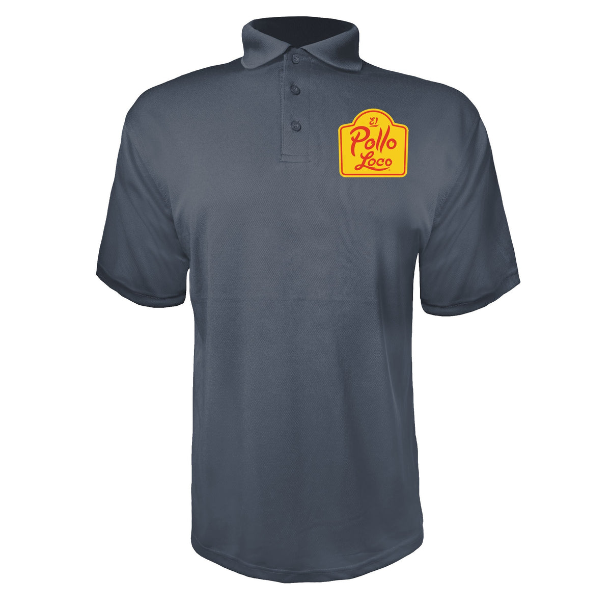 El Pollo Loco men's polyester polo in Charcoal