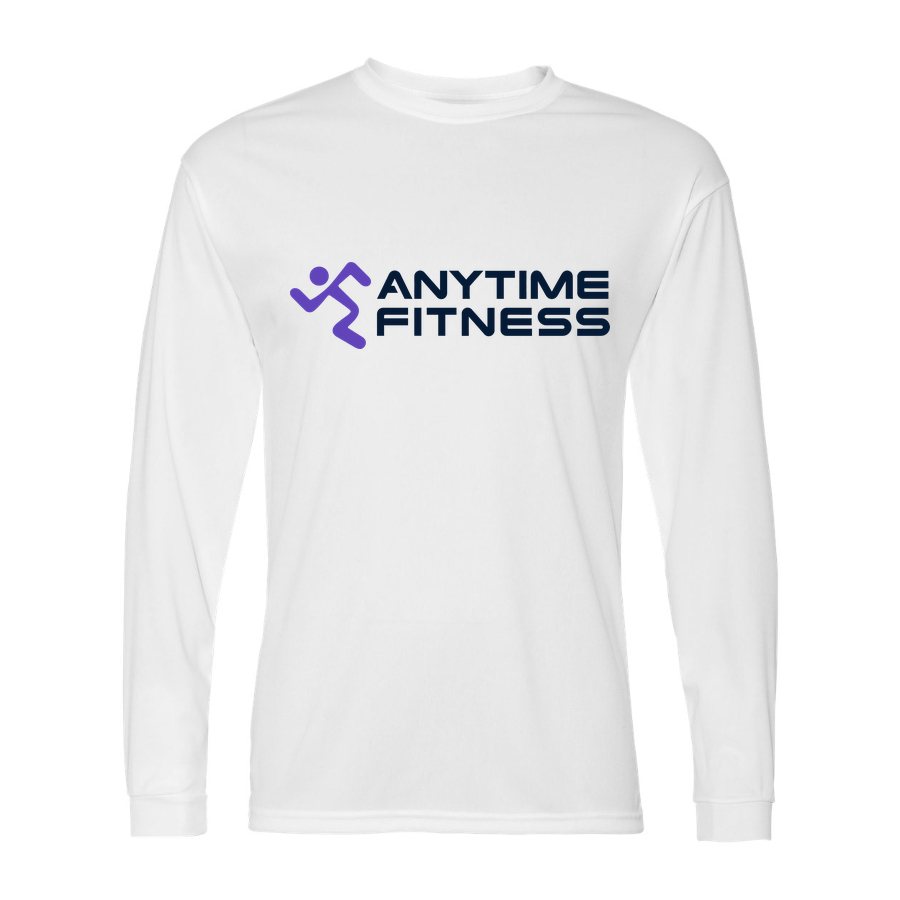 Men's Anytime Fitness Polyester Long Sleeve T-Shirt - White