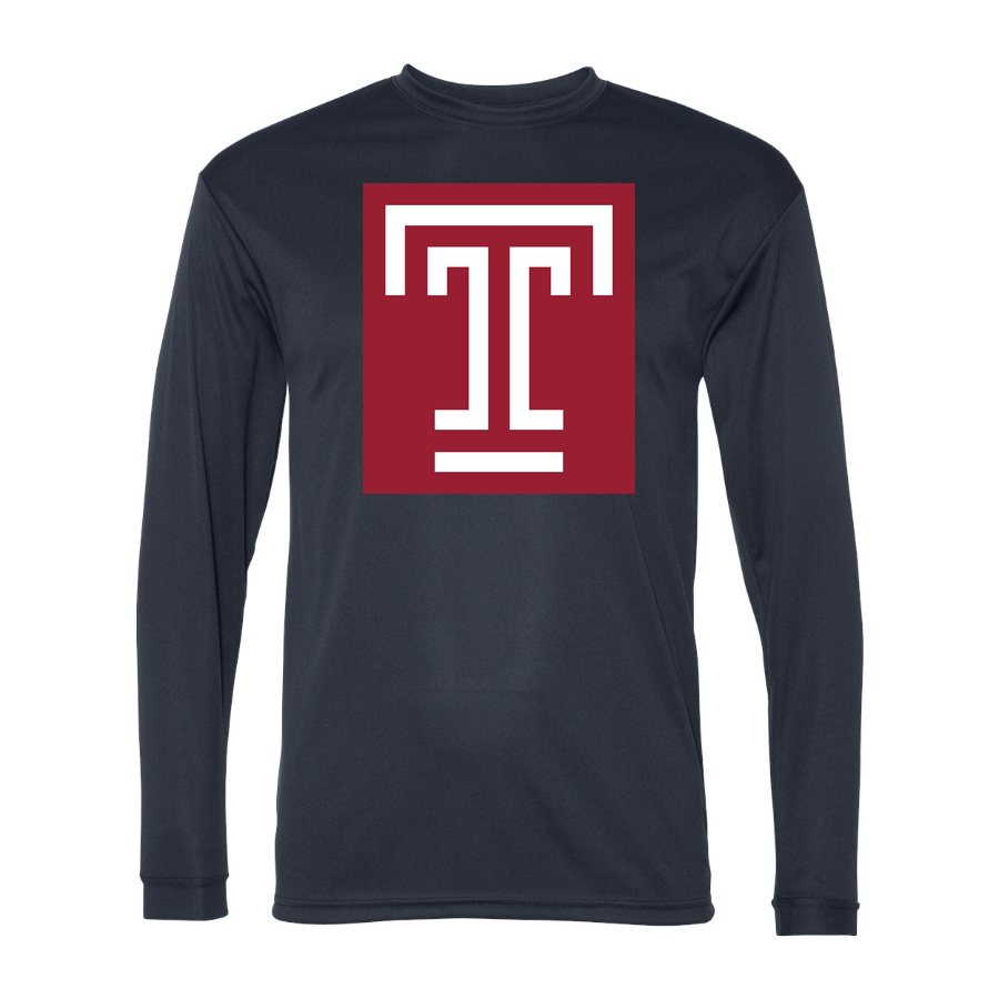 Men's Temple Owls Polyester Long Sleeve T-Shirt - Navy