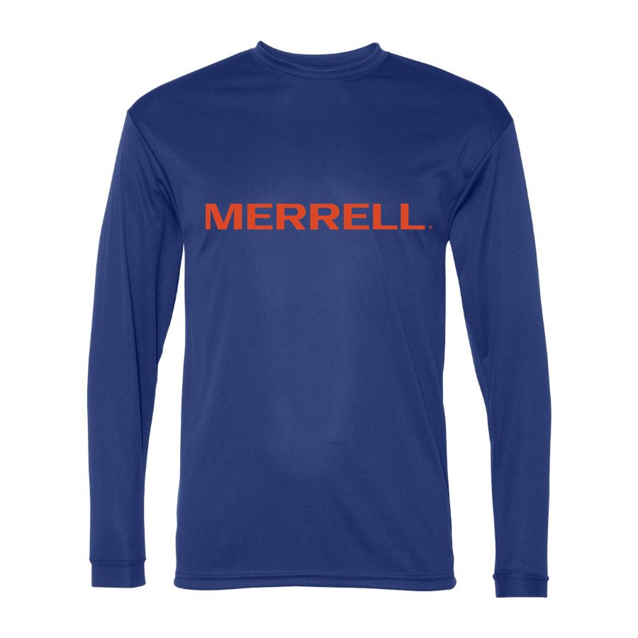 Men's Merrell Polyester Long Sleeve T-Shirt - Royal Blue