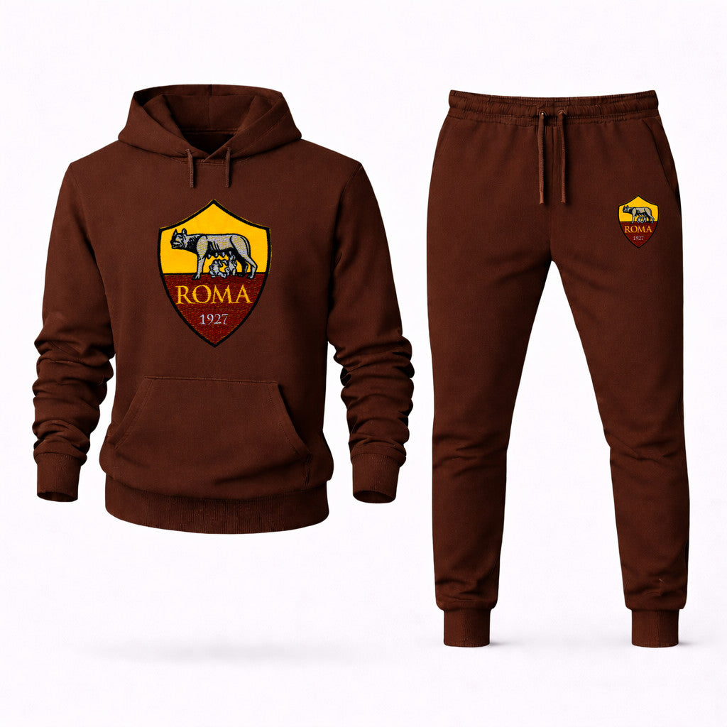 AS Roma FC Hoodie and Joggers Set - Brown