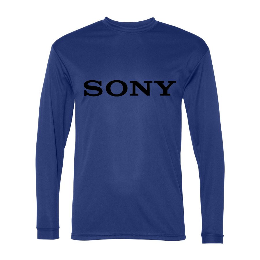 Men's Sony Black Logo Polyester Long Sleeve T-Shirt - Royal Blue