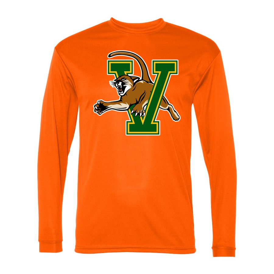 Men's Vermont Catamounts Polyester Long Sleeve T-Shirt - Safety Orange