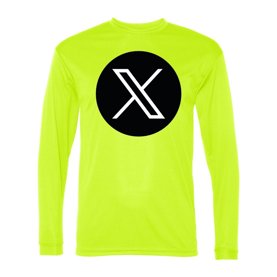 Men's Twitter X Polyester Long Sleeve T-Shirt - Safety Yellow