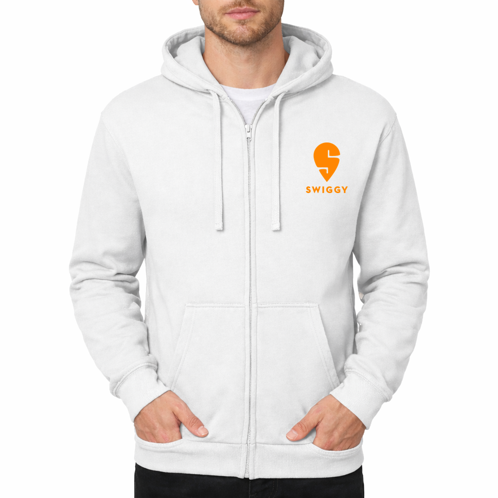 Swiggy Zipper Hoodie - White