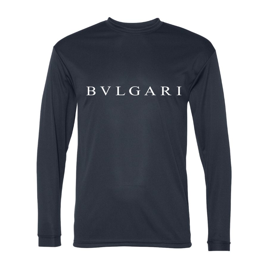 Men's Bvlgari white Polyester Long Sleeve T-Shirt - Navy