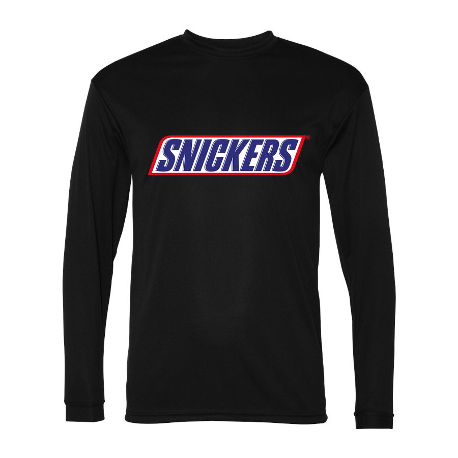 Men's Snickers food Polyester Long Sleeve T-Shirt - Black