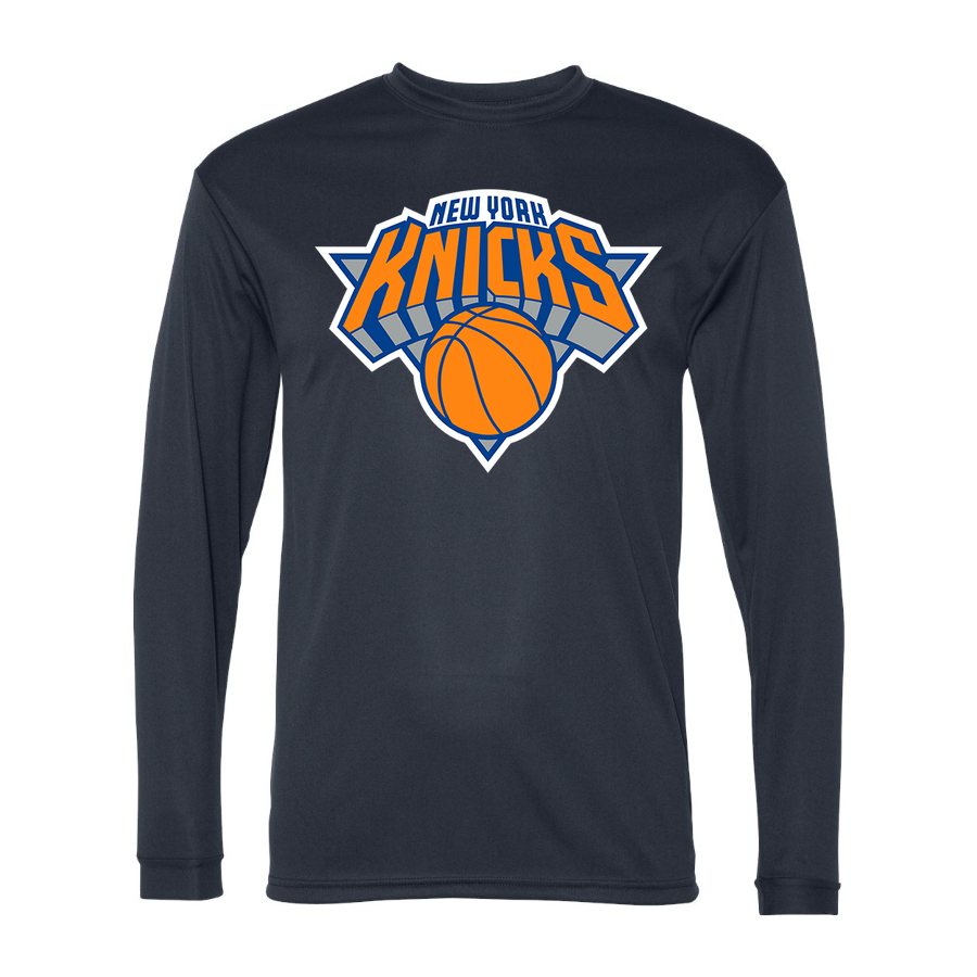 Men's New York Knicks Polyester Long Sleeve T-Shirt - Navy