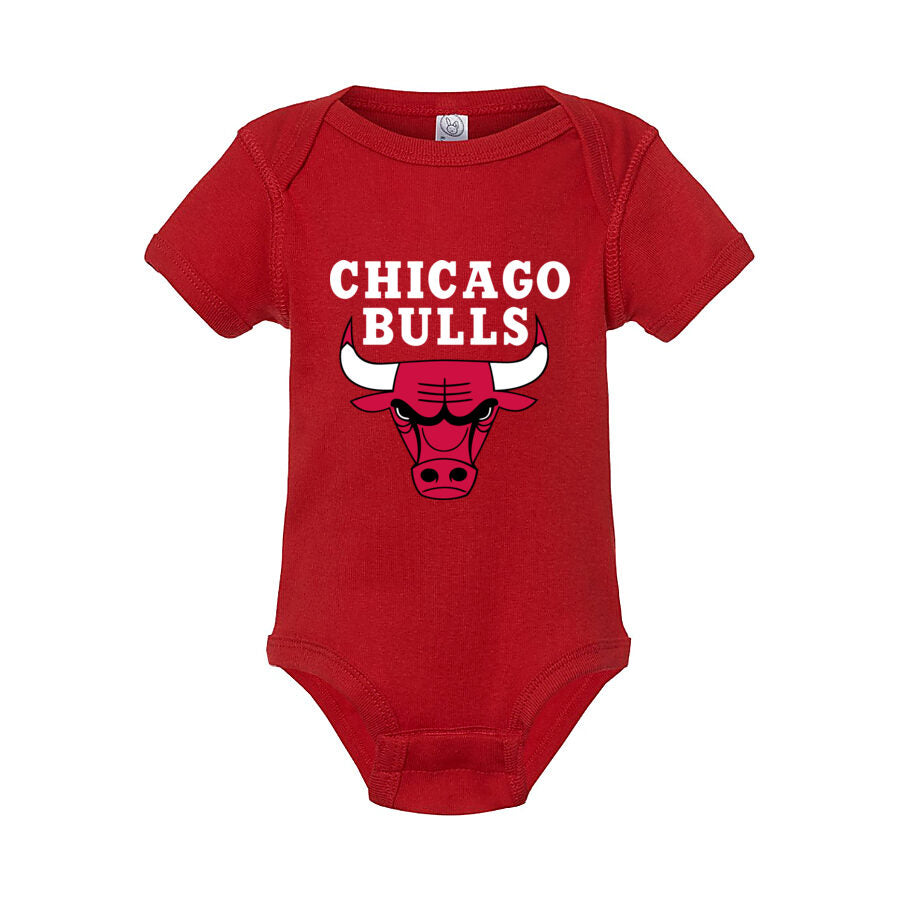 Chicago Bulls White Logo Baby Romper Onesie - Red