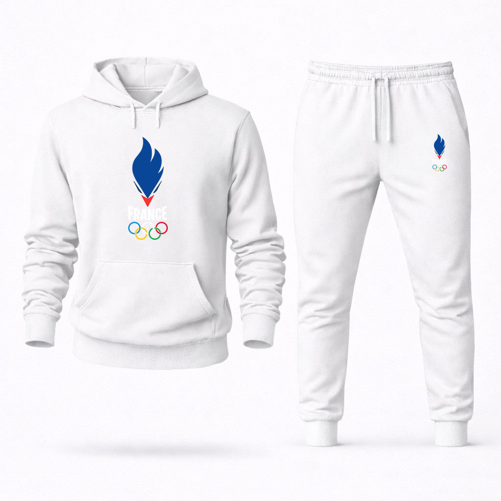 France 2024 White Hoodie and Joggers Set - White