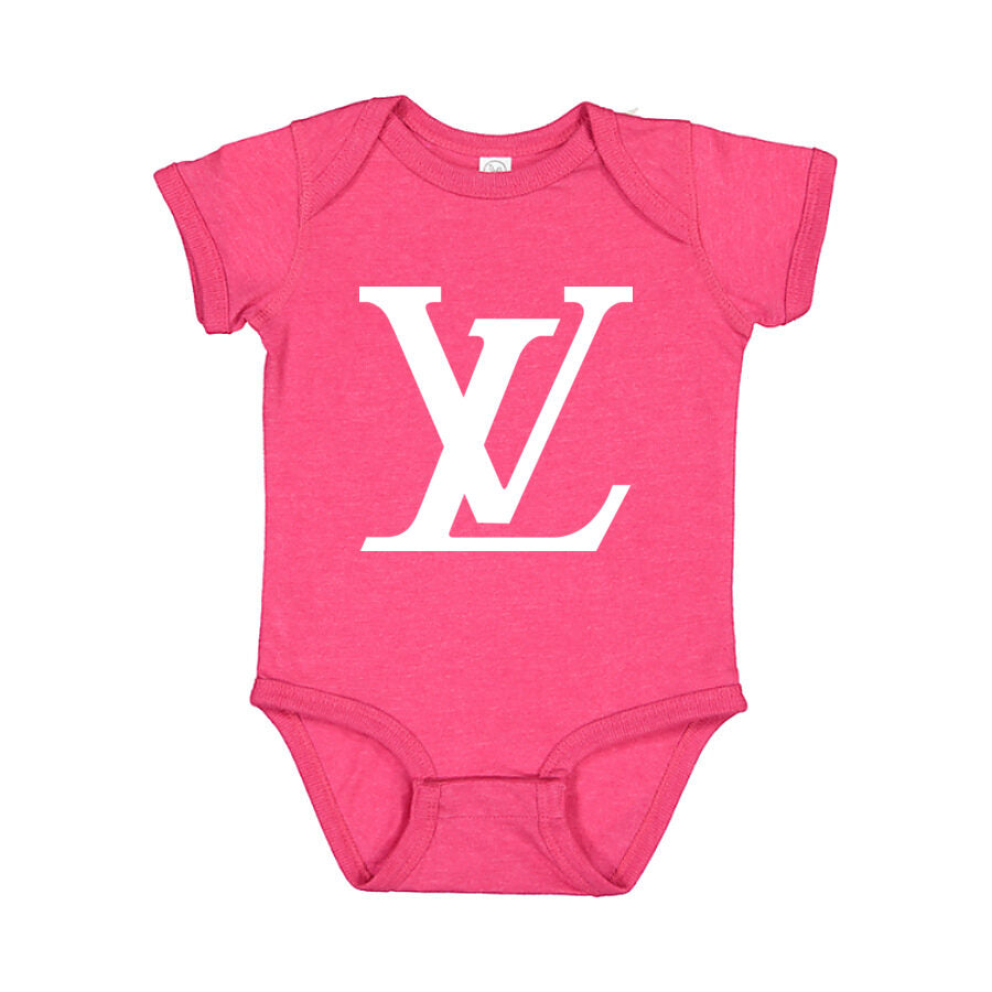 Louis Vuitton White Logo Baby Romper Onesie - Pink